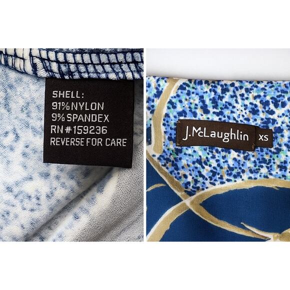 J.McLaughlin Dress Womens XS Blue Floral Sheath Stretch 3/4 Sleeve Knee Length - Picture 7 of 10